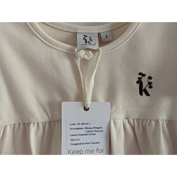 Karibou Milana Winged Cotton Playsuit Sz 1 Year Almond Cream - Picture 4 of 9